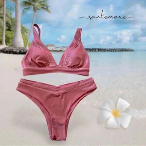 NWOT Satemare, Luxe Wrap-Style  Bikini Set, Small, Pink ☀️